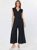 Current Air Pleated Sleeveless Button Front Jumpsuit