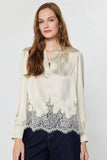 Current Air Lace Hem Blouse
