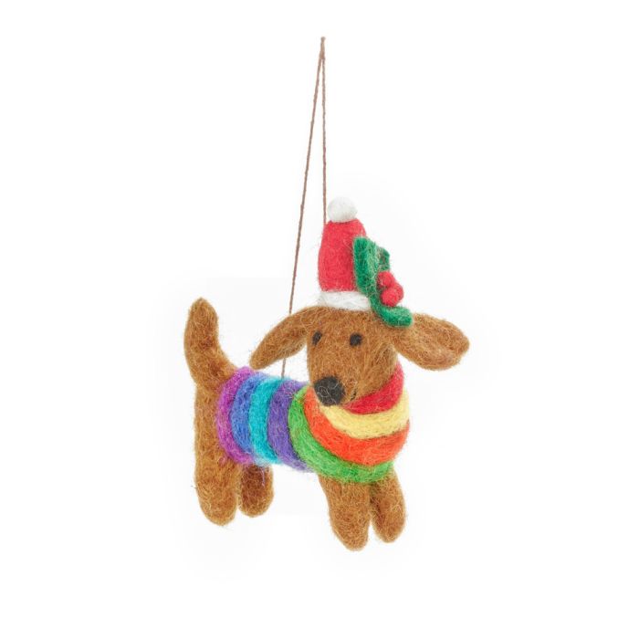 Felt So Good Handmade Felt Rainbow Pride Dog Ornament