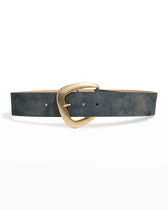 Streets Ahead Distressed Suede Buckle Belt Navy