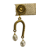 Yochi NY Stud Arched Pearl Drop Earrings