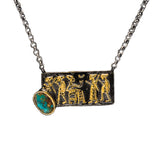 Bora Sterling Silver Turquoise Hieroglyph Bar Necklace