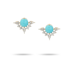 Adina Reyter Turquoise and Marquise Diamond Post Earrings